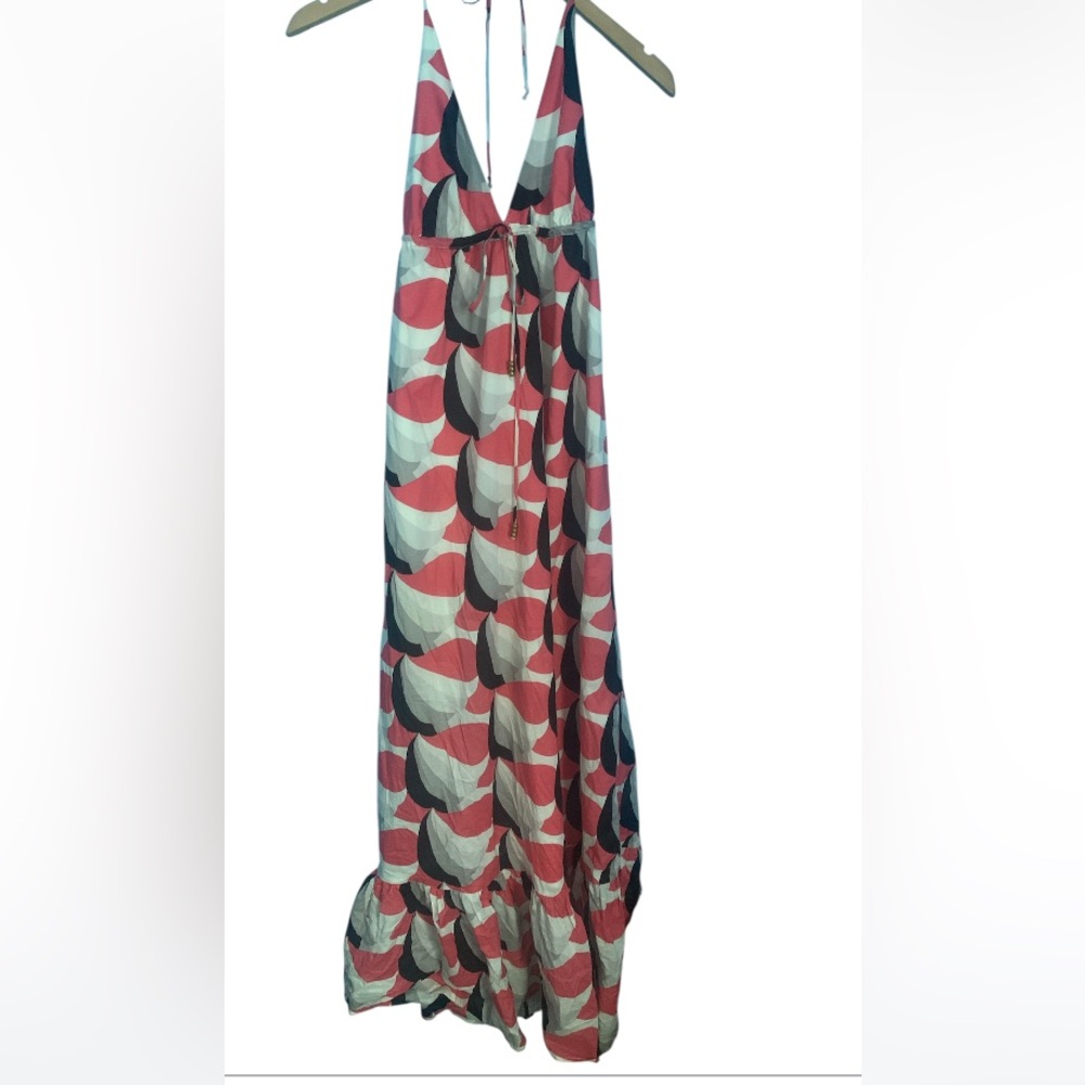 Leona By Lauren Leonard Babydoll Halter Ruffle Hem Maxi Dress VTG Y2K Size S